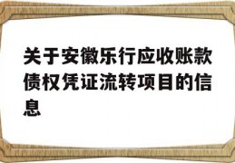 关于安徽乐行应收账款债权凭证流转项目的信息