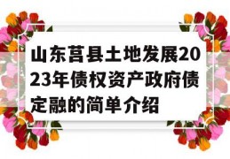 山东莒县土地发展2023年债权资产政府债定融的简单介绍