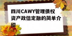 四川CAWY管理债权资产政信定融的简单介绍