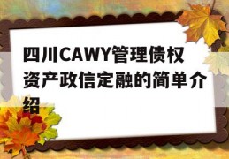 四川CAWY管理债权资产政信定融的简单介绍