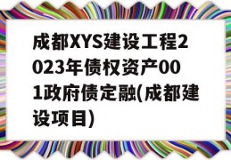 成都XYS建设工程2023年债权资产001政府债定融(成都建设项目)