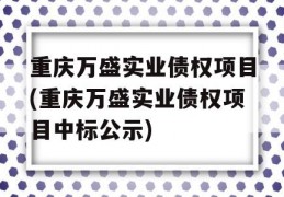 重庆万盛实业债权项目(重庆万盛实业债权项目中标公示)