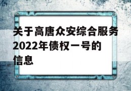 关于高唐众安综合服务2022年债权一号的信息