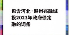 包含河北·赵州兆融城投2023年政府债定融的词条