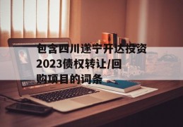 包含四川遂宁开达投资2023债权转让/回购项目的词条