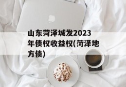 山东菏泽城发2023年债权收益权(菏泽地方债)