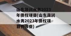 山东晟润水务2023年债权项目(山东晟润水务2023年债权项目有哪些)