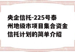 央企信托-225号泰州地级市项目集合资金信托计划的简单介绍