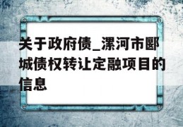 关于政府债_漯河市郾城债权转让定融项目的信息