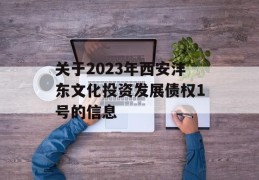 关于2023年西安沣东文化投资发展债权1号的信息