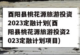 酉阳县桃花源旅游投资2023定融计划(酉阳县桃花源旅游投资2023定融计划项目)