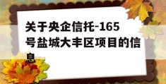 关于央企信托-165号盐城大丰区项目的信息