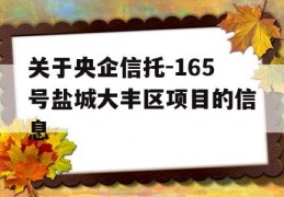 关于央企信托-165号盐城大丰区项目的信息