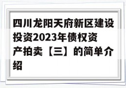 四川龙阳天府新区建设投资2023年债权资产拍卖【三】的简单介绍