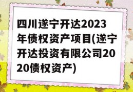 四川遂宁开达2023年债权资产项目(遂宁开达投资有限公司2020债权资产)