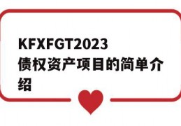 KFXFGT2023债权资产项目的简单介绍