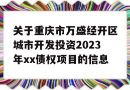 关于重庆市万盛经开区城市开发投资2023年xx债权项目的信息