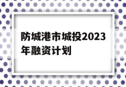 防城港市城投2023年融资计划