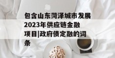 包含山东菏泽城市发展2023年供应链金融项目|政府债定融的词条