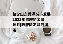 包含山东菏泽城市发展2023年供应链金融项目|政府债定融的词条