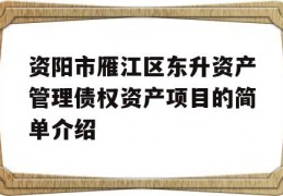 资阳市雁江区东升资产管理债权资产项目的简单介绍