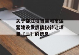 关于都江堰智慧城市运营建设发展债权转让项目【二】的信息