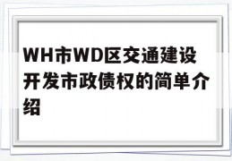 WH市WD区交通建设开发市政债权的简单介绍