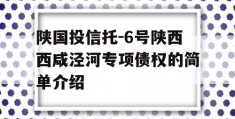 陕国投信托-6号陕西西咸泾河专项债权的简单介绍