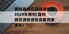 酉阳县桃花源旅游投资2024年债权(酉阳桃花源旅游投资集团董事长)