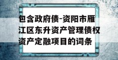 包含政府债-资阳市雁江区东升资产管理债权资产定融项目的词条