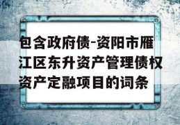 包含政府债-资阳市雁江区东升资产管理债权资产定融项目的词条