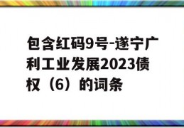 包含红码9号-遂宁广利工业发展2023债权（6）的词条