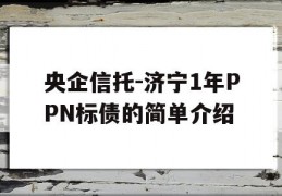 央企信托-济宁1年PPN标债的简单介绍