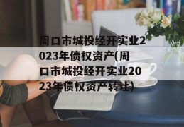 周口市城投经开实业2023年债权资产(周口市城投经开实业2023年债权资产转让)