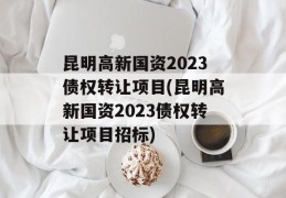 昆明高新国资2023债权转让项目(昆明高新国资2023债权转让项目招标)