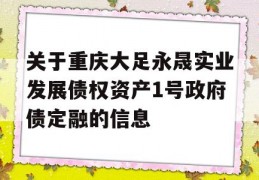 关于重庆大足永晟实业发展债权资产1号政府债定融的信息