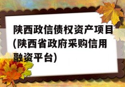 陕西政信债权资产项目(陕西省政府采购信用融资平台)