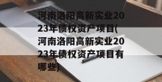 河南洛阳高新实业2023年债权资产项目(河南洛阳高新实业2023年债权资产项目有哪些)