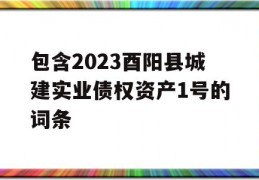 包含2023酉阳县城建实业债权资产1号的词条