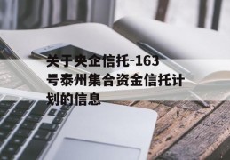 关于央企信托-163号泰州集合资金信托计划的信息