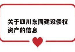 关于四川东同建设债权资产的信息