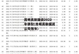 昆明高新国资2022年债权(昆明高新国资公司领导)