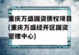 重庆万盛国资债权项目(重庆万盛经开区国资管理中心)