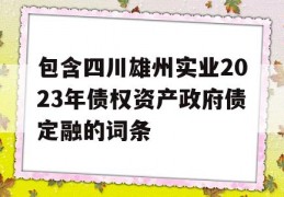 包含四川雄州实业2023年债权资产政府债定融的词条