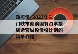 政府债_2023年三门峡市湖滨国有资本投资运营城投债权计划的简单介绍