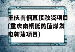 重庆南桐直接融资项目(重庆南桐低热值煤发电新建项目)