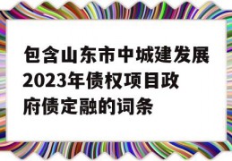 包含山东市中城建发展2023年债权项目政府债定融的词条