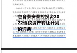 包含泰安泰控投资2022债权资产转让计划的词条