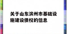 关于山东滨州市基础设施建设债权的信息