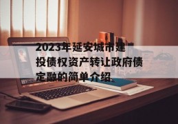 2023年延安城市建投债权资产转让政府债定融的简单介绍